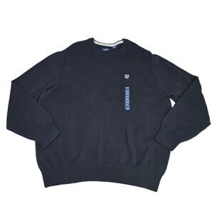 Chaps Knit Sweater Mens 3XB Big & Tall Black White Embroidered Logo Crewneck NEW